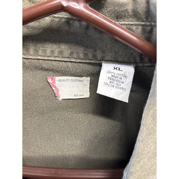 90s Levi’s Button Down Denim Shirt Army Green XL Big & Tall - Picture 5 of 6